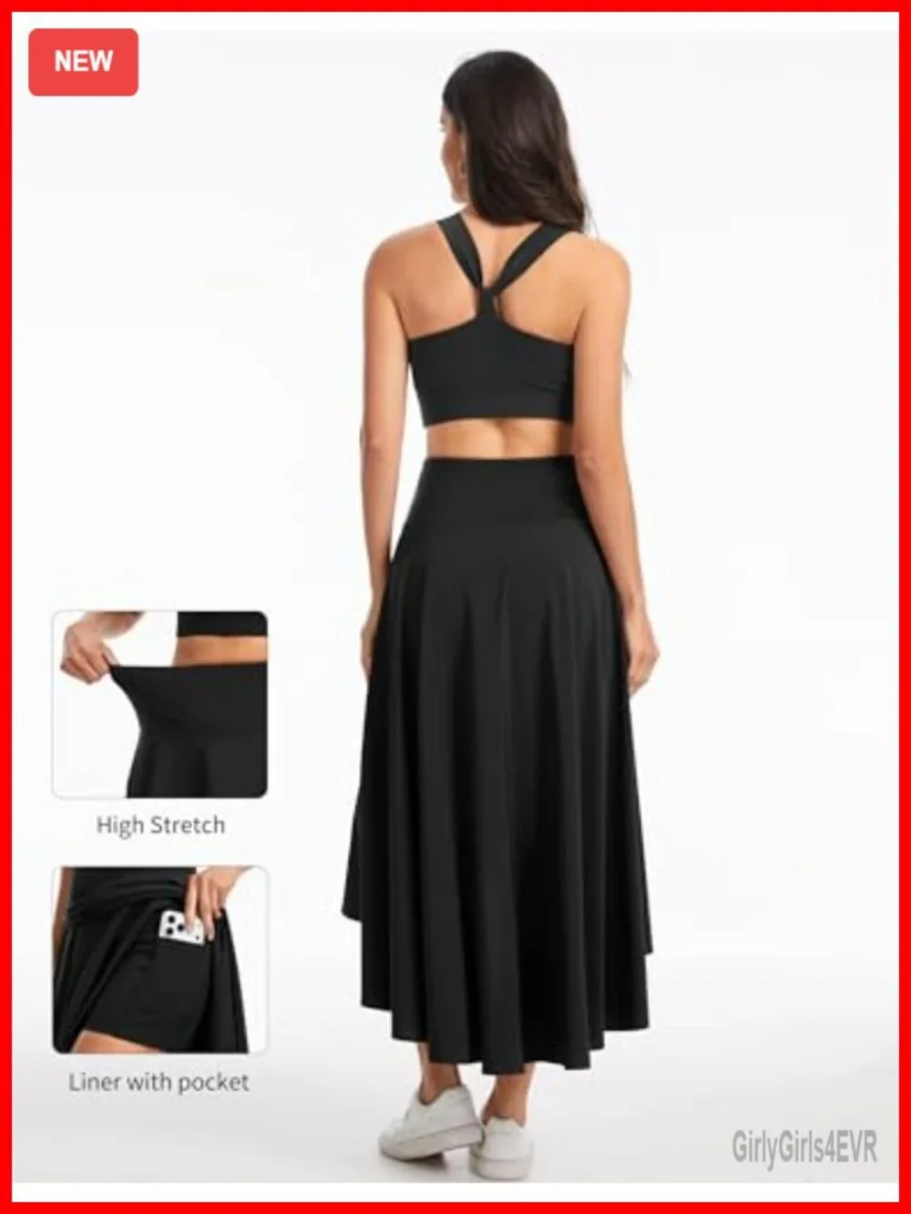 Women's High Waist Flowy Wrap Skort with Built-in Shorts & Pockets, Asymmetric